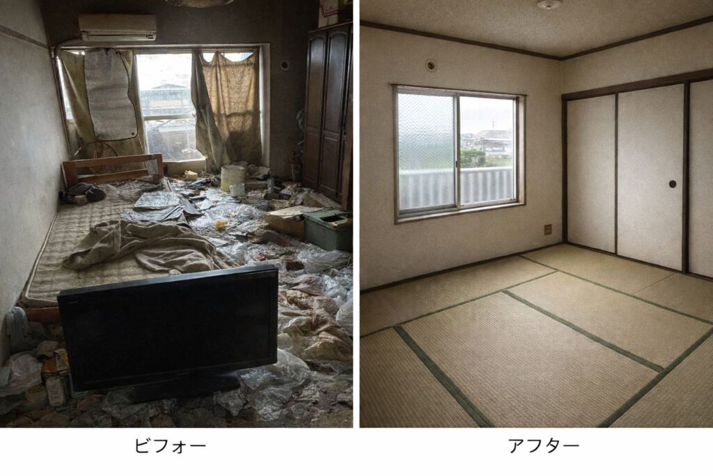 遺品整理の部屋：施工前後の写真